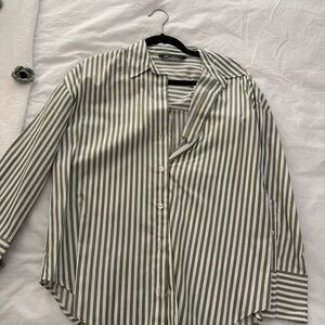 Zara Olive and White Striped Shirt